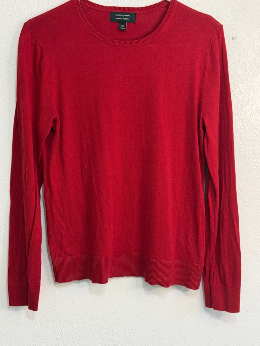 Banana Republic Forever Sweater Women  SZ M Red Crewneck Knit Lightweight